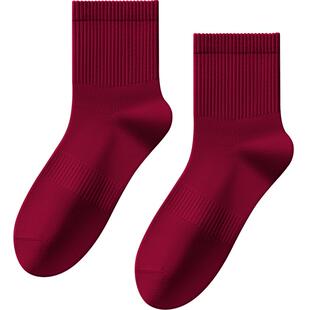 健将本命年红袜子马男四季男款纯棉中筒棉袜结婚男士长短袜属马年