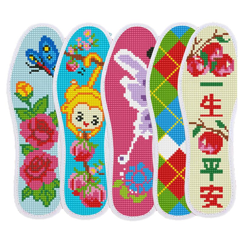 儿童十字绣鞋垫小孩专用新款七层棉布印花半成品带针线满绣自己绣