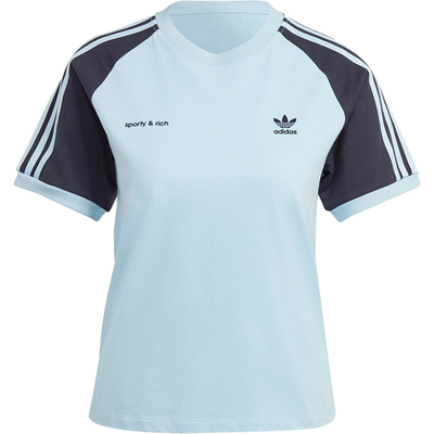 阿迪达斯女士条纹休闲运动短袖