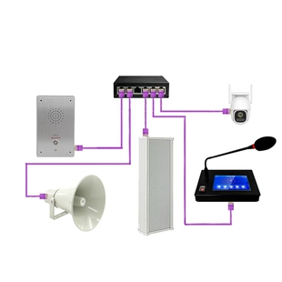 ip网络音柱广播系统poe音箱防水喇叭话筒对讲话筒套装