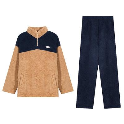 秋鹿珊瑚绒睡衣男款冬季羊羔绒长袖长裤卫衣居家服男休闲保暖棉衣