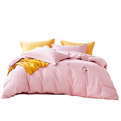 富安娜家纺全棉磨毛四件套纯棉加厚保暖床品秋冬天床单被套简约风