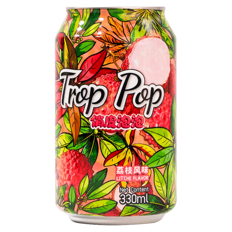 2包邮越南进口果汁气泡水饮料TropPop碳酸饮料荔枝西瓜生姜青柠味