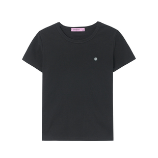 Unvesno(UN)极简老钱正肩刺绣凉感百搭显瘦修身T恤女