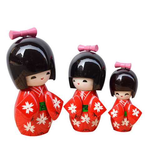 日本木偶娃娃和服樱花玩偶摆件日式和风套娃料理寿司店天然装饰品