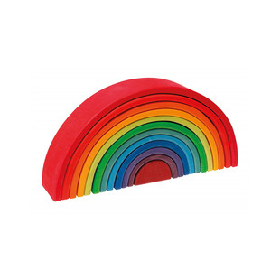 德国Grimm's格林彩虹12个大号彩虹手工椴木积木华德福儿童玩具3岁