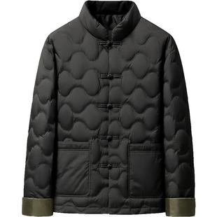 雪中飞新中式唐装羽绒服男复古立领爸爸装中国风盘扣轻暖冬季外套