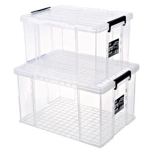 透明收纳箱整理箱玩具零食带盖储物筐塑料超大容量置物箱子收纳盒