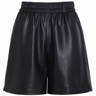 2025秋新款真皮皮裤女高腰宽松阔腿五分裤绵羊皮短裤外穿直筒靴裤