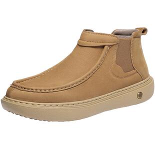 百丽男鞋休闲真牛皮切尔西靴男士25冬季加绒厚底马丁靴8WL01DD5