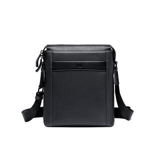 HLA/海澜之家真皮男款斜挎包商务2025新款大容量单肩头层牛皮男包