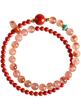 【招财好运】朱砂南红双圈手串