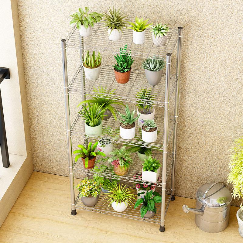 多层花架阳台客厅全不锈钢多肉置物架花店展示架子植物落地式
