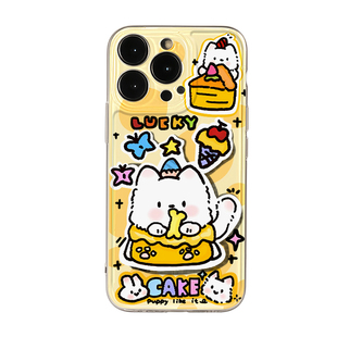 蛋糕小狗适用iPhone17手机壳新款苹果16/15/14/13mini/12promax/11日韩可爱xr/xs/max软壳6s/7/8plus保护套女