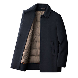 罗蒙可卸羽绒内胆男士毛呢外套冬季商务休闲双面羊毛大衣男款秋冬