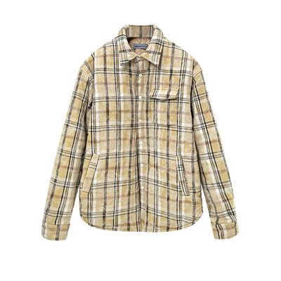 TRENDYWU晕染翻领格纹棉服