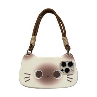 lizardhill 可爱小猫适用苹果16手机壳17pro新款iphone15promax女14pro斜挎背包式带零钱包挂绳13小众超好看
