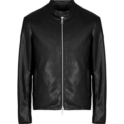 自营皮夹克阿玛尼修身