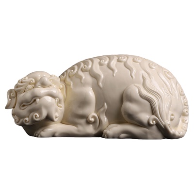 陶瓷青狮白象文殊普贤坐骑摆件