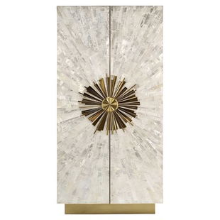 轻奢风实木酒柜客厅装饰柜太阳花双门储物柜大师设计展示柜餐边柜