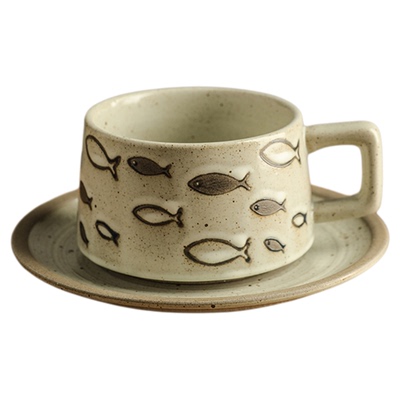 日式复古咖啡杯碟小众设计感杯子