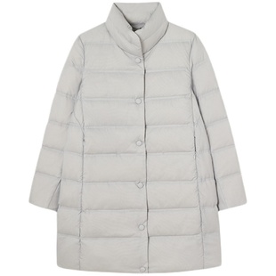 ise“冬日白茶”90%白鸭绒中长款立领领羽绒服2023冬季新P2341202