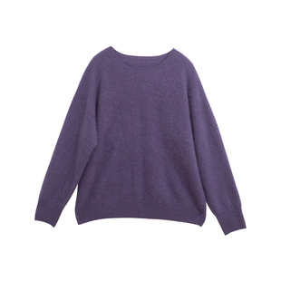 忘城T642座/隐秘的生长/秋冬新款100%优质绵羊毛紫色拉绒套头毛衣