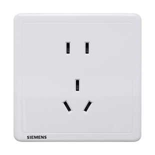西门子开关插座86面板致典雅白家用错位斜五孔带开关双usb套餐