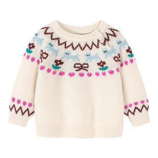 迷你巴拉巴拉男女童毛衣2025秋冬季儿童亲子节日提花圣诞针织毛衫