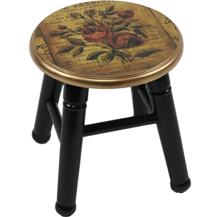 美式矮凳时尚创意小登子洗脚矮圆凳北欧小圆凳卡通实木凳家用板凳