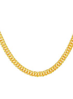 金包银黄金项链男款足金999扁款老板链子金马鞭古巴项链