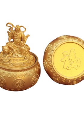 2026年新款聚宝盆赵公明摆件可旋转家居玄关办公室客厅装饰品招财