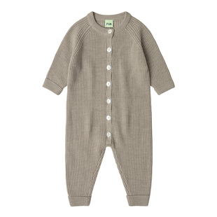 丹麦FUB AW25婴幼儿童纯羊毛包屁衣背带裤连体衣帽子秋冬保暖男女