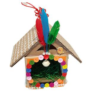 废旧利用 变废为宝手工牛奶盒子变鸟窝纸箱鸟笼 灯笼 饼干盒成品