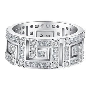 TUZI爆闪培育钻石排钻指环女S925纯银满钻戒指食指戒中戒精致推荐