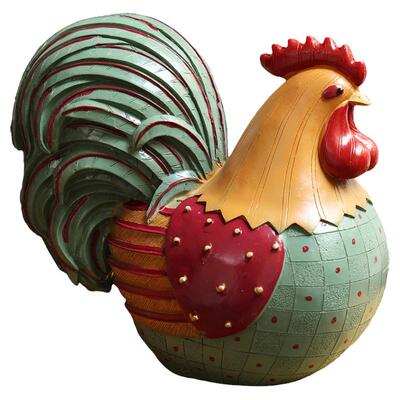 美式乡村彩色公鸡吉祥装饰摆件