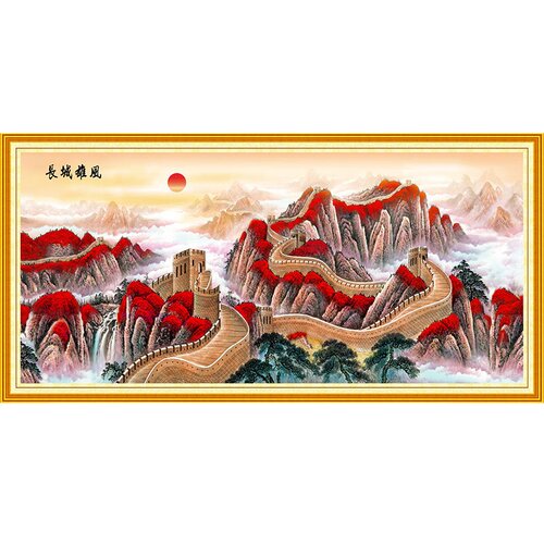 万里长城靠山图壁画中式客厅沙发背景墙装饰画2023新款自粘山水画