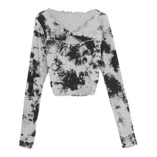 西町村屋甜酷木耳边蝴蝶结打底衫秋季新款复古长袖小衫AC8105005