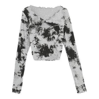 西町村屋甜酷木耳边蝴蝶结打底衫秋季新款复古长袖小衫AC8105005