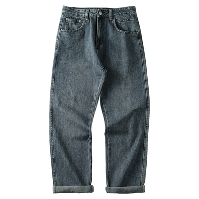 高端牛仔裤男加绒宽松男士直筒裤