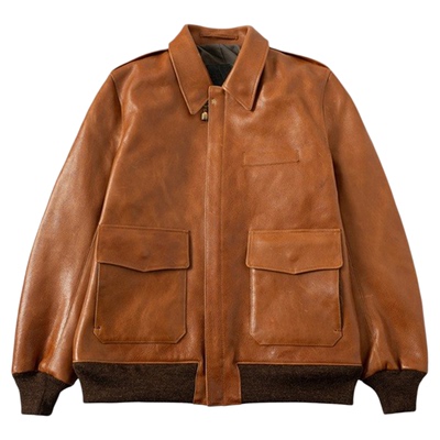 A2海觉日系复古空军夹克皮衣