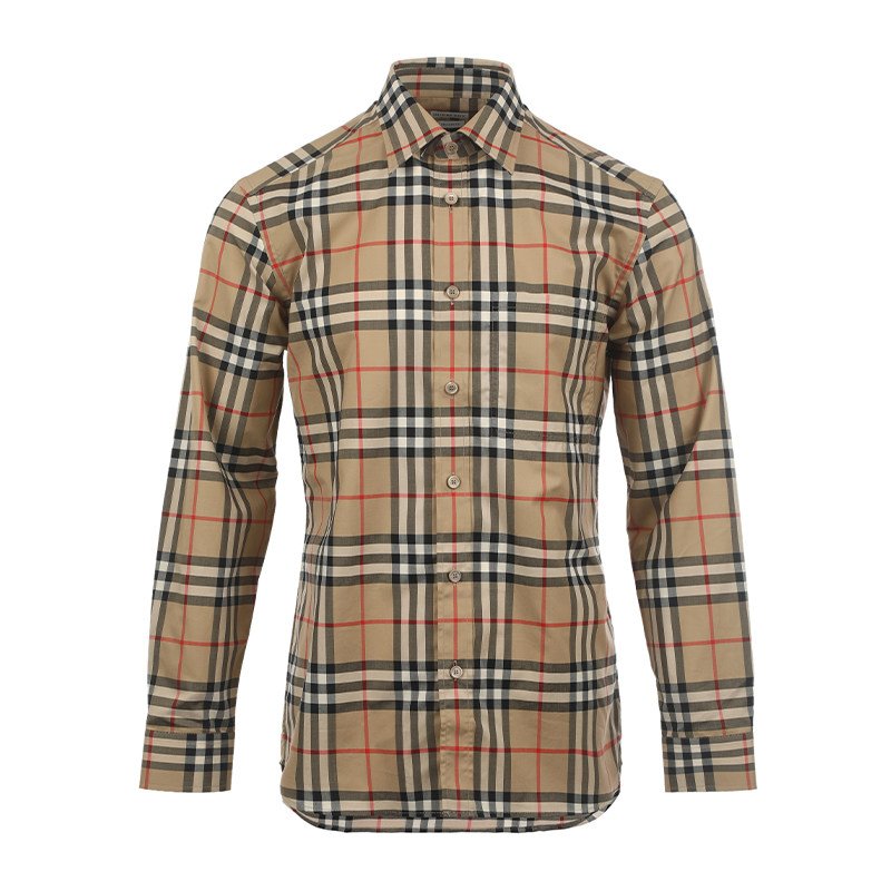 【自营】BURBERRY/博柏利男士经典格纹商务休闲宽松纯棉长袖衬衫