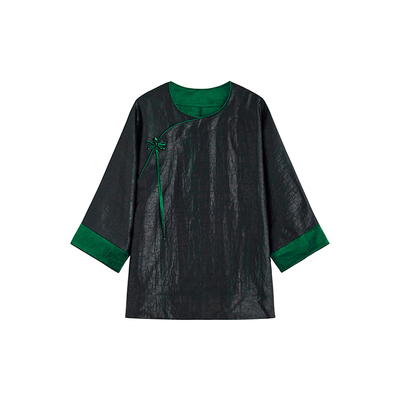 萧娘【仁泽】香云纱工艺新中式长袖女宽松国风上衣XNA1886