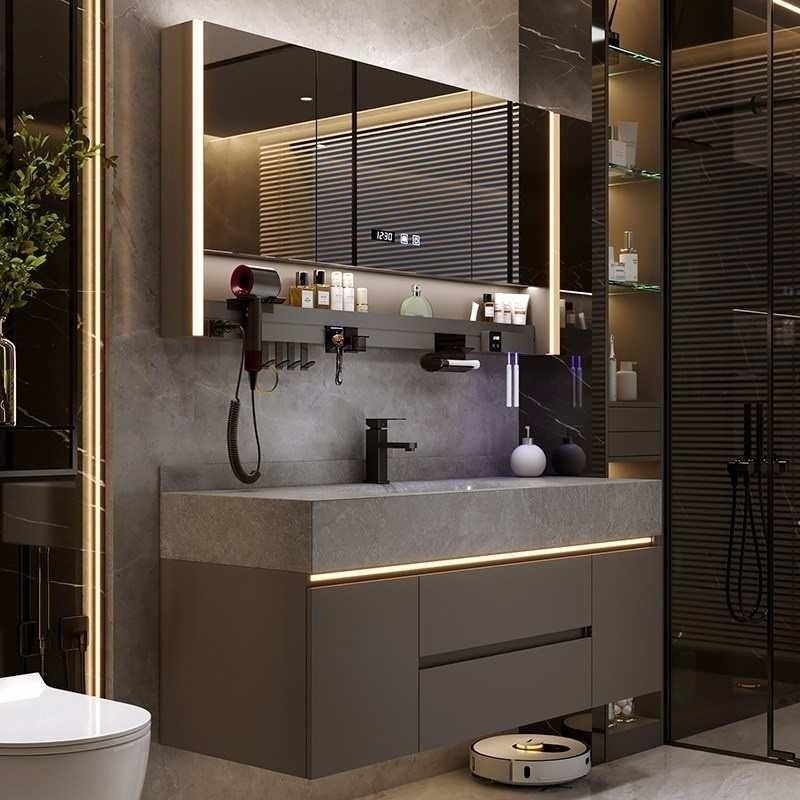 2025新款岩板热弯一体盆卫生间洗漱台洗手池洗脸池盆柜浴室柜组合