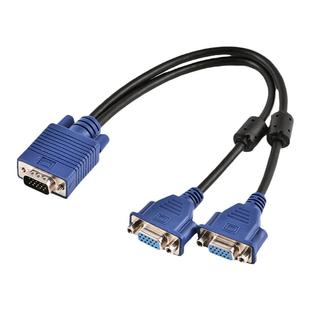 联达科VGA线一拖二电脑显示器屏幕监控投影仪转换切换高清1进2出vja分配器1公转2母延长线视频线数据连接线