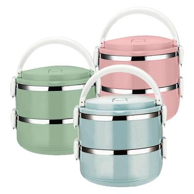 北欧风格学升二层饭盒不锈钢保鲜盒保温食格餐具学生便当盒餐盒上