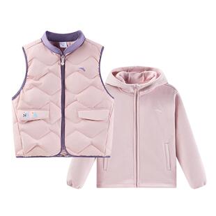 安踏儿童女童两件套上衣2026秋冬新款舒适保暖儿童羽绒服马甲外套