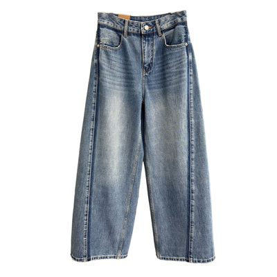 Q货！重工洗水中高腰牛仔镰刀裤