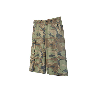 CRICLE CAGE环洞 四丛迷彩美式四袋夏季街头七分宽松直筒短裤