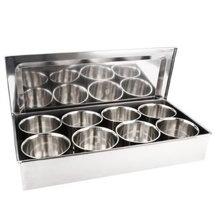 厨房304不锈钢调料箱 超大料盒套装佐料盒商用自助调味料盒罐带盖